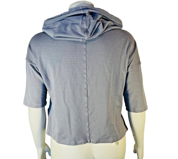 Fabletics Hooded Sweatshirt Womens S Grey Hoodie Ribbed Heavy Weight Half Slv - Picture 6 of 10